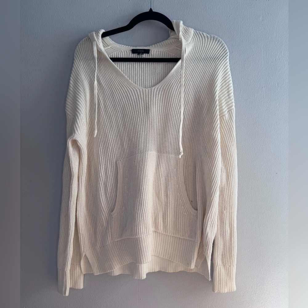 J.Crew Ribbed Cotton and Cashmere Pullover Hoodie